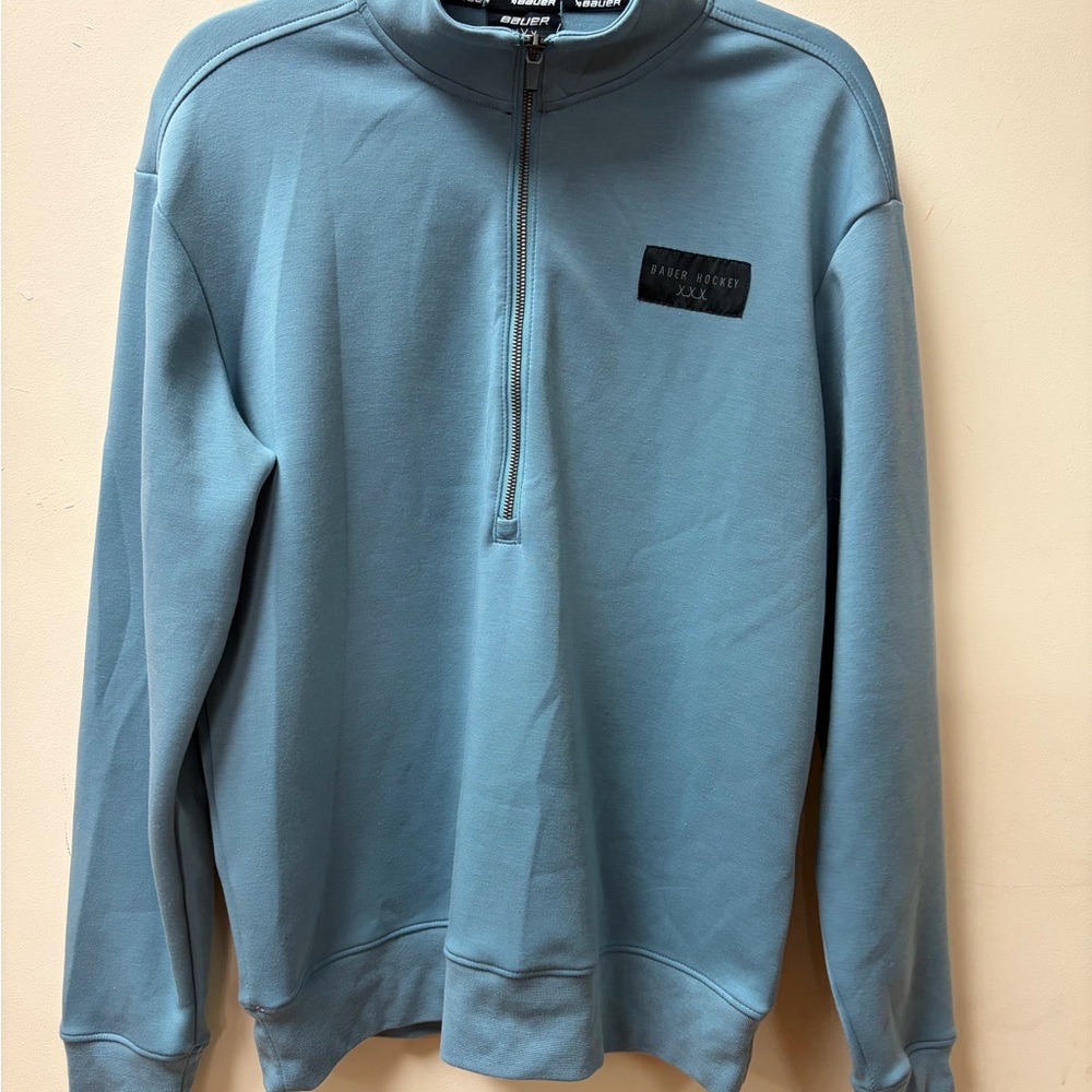 Bauer Quarter Zip Sweater Men S Teal Blue Hockey XXX Pullover Athletic Mock Neck